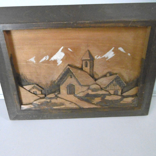Tableau clocher montagne - clocher, de