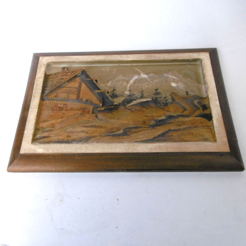 Tableau chalet montagne - tableau,