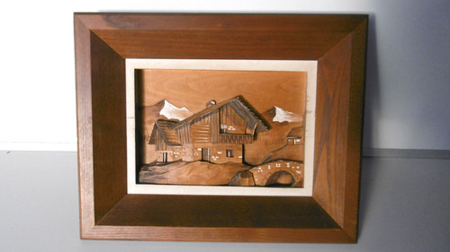 Tableau chalet montagne en - montagne,